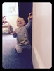 Iriee loves doors, and placing things inside books at the moment, she can find me anywhere in the house and loves being mobile. She is getting on her tippy toes to reach things too.