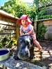 4.30pm knock off drink on the deck while the girls made mud pie, ate some, chased Lyon, picked lots of mummy's flowers and finished off with a spot of sweeping.
