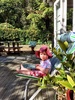 4.30pm knock off drink on the deck while the girls made mud pie, ate some, chased Lyon, picked lots of mummy's flowers and finished off with a spot of sweeping.