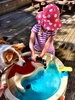 Colour mixing fun. This was a great way of slowly seeing the red mix into the blue and change colour, olive was quite excited about it. Iris just enjoyed copying olive and drinking it.