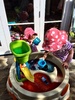 Colour mixing fun. This was a great way of slowly seeing the red mix into the blue and change colour, olive was quite excited about it. Iris just enjoyed copying olive and drinking it.