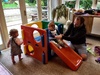 Hamish, Toni and Carter come for lunch. Carter and Iris had great fun taking turns on the slide.
