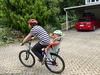 Testing out the $3.50 bike seat from TradeMe. Works a treat! This will take Iris off to KCC in style.