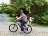 Testing out the $3.50 bike seat from TradeMe. Works a treat! This will take Iris off to KCC in style.