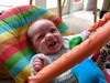 Somebody is happy we finally got the bouncer out for her to bounce in!