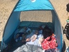 The weather has been just amazing. So off to oriental beach we went today. Caught up with a few friends a long the way. Juni even had a snooze in the tent and I got to take a swim with the kids, as no one else bought their togs! After 3 hours we were toast.