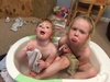 Juno slept through her bath and was closely followed by two rudie nudies.