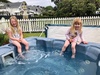 Testing the waters at the timeshare. The girls were happy to jump in the pool despite the cool water. Olives confidence in the pool has reached new levels due to the swimming lessons sheâ€™s been having. Really great to see.