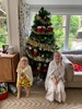 2018 tree is up! Iris dressed as a star and olive an angel before decorating started.