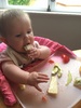 Juni is loving sitting and eating.