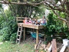 Stage one of the much talked about â€œtreeâ€ house complete! He girls loved the platform and spent all afternoon up there. Now we got to start on stage two - the actual house!