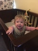 Oh no standing in the cot and enjoying walking slowly with the trolley, my my it changes daily, I seem to notice it more third time around!