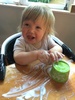 I left Juni for 2 seconds... getting right into using a fork!