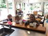 Something we should have done years ago ... lowering the breakfast bar and pulling out our old stools from the attic!