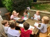 Fish and chips and cake with the cousins for Olives birthday treat.