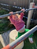 Juni trying to keep up with the big girls, loves her monkey bar at Kpc.