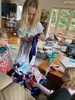 Lockdown day fifteen: Sewing fabric pants for all the bunnies... drawing pattern, choosing fabric, sewing and then playing with the box of fabric...