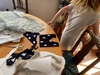 Lockdown day fifteen: Sewing fabric pants for all the bunnies... drawing pattern, choosing fabric, sewing and then playing with the box of fabric...