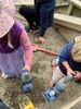 Kpc: dinosaur egg creations followed by sand castles with shells on a cold day.