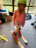 Excitement builds... iris walked around in ski boots all morning as prep work for tomorrowâ€™s first ski. Just took Olive up the mountain today to get her going again.