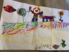 Juniâ€™s name is coming along nicely! Calls them numbers, and is very interested in letters. Her drawings are a joy. So much colour and patterns.