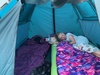 Afternoon swim, followed by new tent for daddy and Oli.
