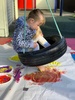 Shops and foot swing painting with leap frogs to finish. Last playcentre session. Not sure how I feel about it.