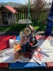 Shops and foot swing painting with leap frogs to finish. Last playcentre session. Not sure how I feel about it.