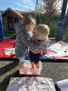 Shops and foot swing painting with leap frogs to finish. Last playcentre session. Not sure how I feel about it.