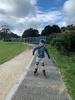 Juni did 3 laps on her own around the park. Brakes are hit and miss but she had a fab time. Both older girls have the blades a go around twice.