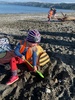 TN Petone beach this week, loved writing her name and finding & buried treasure.