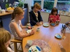 Juniâ€™s party. Best friend Maisie, birthday buddy Ivy and cuzzies for a spot of tea and cake. Drawing on plates, followed by pass the parcel, music cushions and pin the horn on the unicorn. Her first party and she loved it.