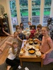 Juniâ€™s party. Best friend Maisie, birthday buddy Ivy and cuzzies for a spot of tea and cake. Drawing on plates, followed by pass the parcel, music cushions and pin the horn on the unicorn. Her first party and she loved it.