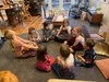 Juniâ€™s party. Best friend Maisie, birthday buddy Ivy and cuzzies for a spot of tea and cake. Drawing on plates, followed by pass the parcel, music cushions and pin the horn on the unicorn. Her first party and she loved it.