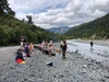 A sunny Saturday with swimming in the morning and then fire with marshmallows and more swimming in the afternoon.