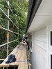Dulux grandad) and Resene (poppa) joined us on the scaffold today, with Granny and Nan bring food for lunch. White windows nearly done on the upper level.