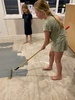 We used old paint (nandads rejected paint) to seal the plywood floor to make it nicer to walk on until carpet time.