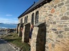 Stayed in hanmer Springs with an outside bath in the morning surrounded by forest. Lunch at new Brighton beach in Christchurch and lake Tekapo and the old stone church for a stretch before we arrived at Twizel.