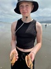 A day trip to the sea. Chip butties, a swim, crab, sea snail and ice cream at Waikanae beach. I thought I had found a beautiful shell for our collection but discovered a little friend instead.