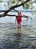 Bike ride around to 4 mile bay to our water swing and a dip. Lake was lovely, finished with a foot spa at one of the thermal streams running into the lake.