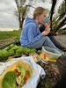 Bike ride to the end of the path (18km return) and then a picnic dinner at our swing spot by the lake. Shag nesting in the nearby trees too