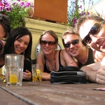 Dave, Jen, Gini, Tom and James enjoying a jug of pimms, darling.