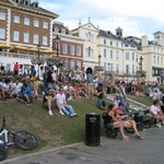 Mingling with the masses in Richmond, by the Thames.