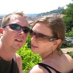 A little tired, but we made it to the top. The Basilique is in the distance.