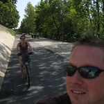 Riding down the Rhone River track on our Velo.v's