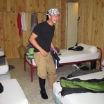 Tim shows off his horse riding boots.