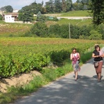 Gini and Romy returning to the farm.