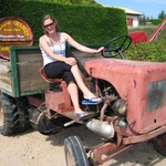 Gini trying her hand at farmer girl.