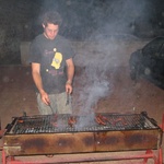 Bastian mans the BBQ.