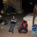 Waiting in the square for the others to rescue us.
